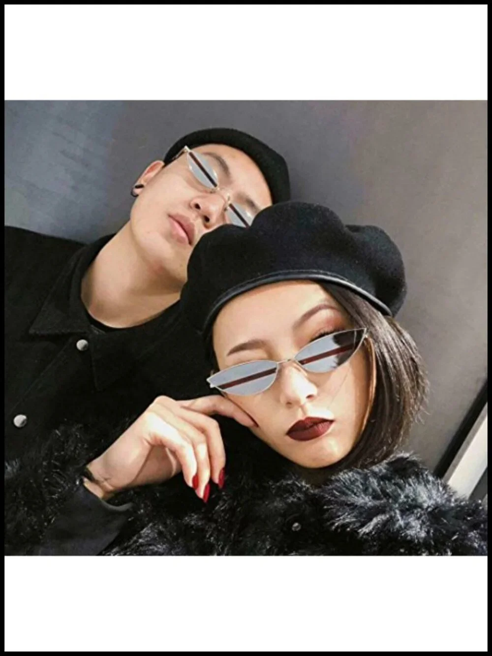 Retro Cateye Sunglasses for Women Men Y2K Wrap Around UV400 Metal Frame